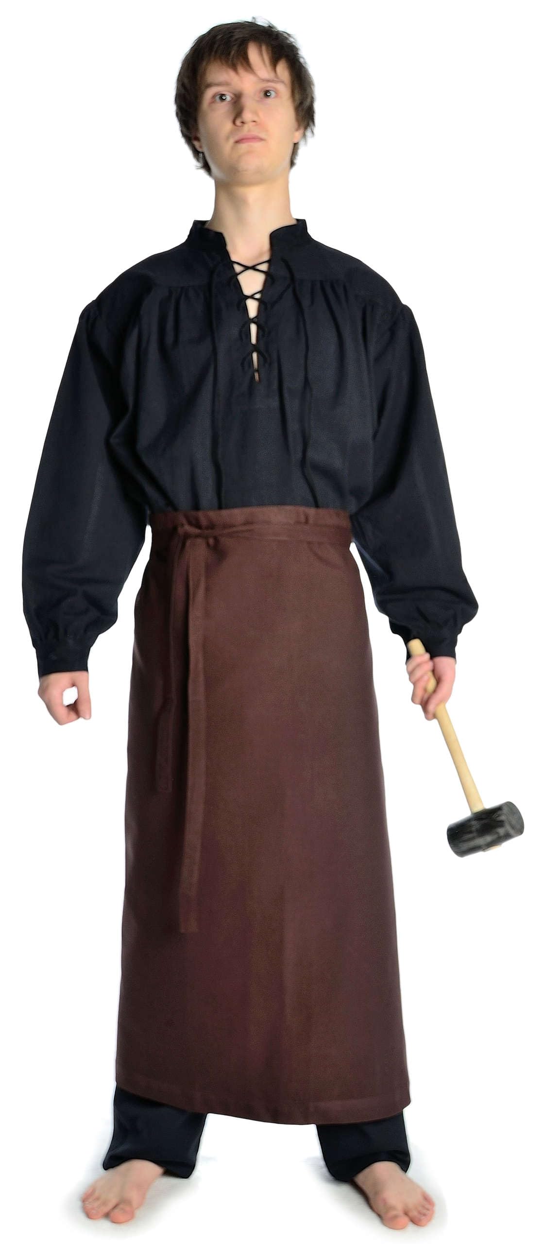 HEMAD Ortwin Medieval Apron - Made of Cotton- LARP clothing - Brown - One size