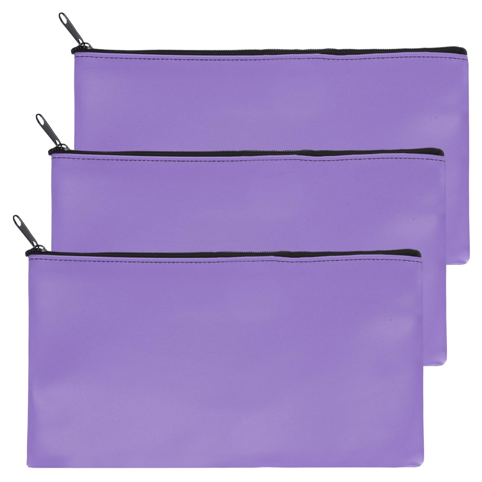 PATIKIL 11"x 6" Bank Deposit Bag, 3Pcs Money Bag Bank Bag Security Money Pouch Receipt Holder for Tickets Coin Makeup Cosmetics Bills, Violet