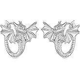 WOSTU Dragon Hoop Earrings with Sterling Silver Posts - Vintage Gothic Animal Huggie Earrings for Men Women, Hypoallergenic Ear Buckles Lightweight Punk Rock Jewelry Gift