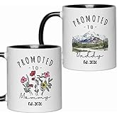 Yanprint Promoted To Daddy Mommy 2026 Mugs, New Parents Gifts First Time 2026, Pregnancy Announcement Mug Set, Baby Announcement Gifts For Dad Mom Est 2026 Tea Cup 11 OZ