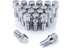 Wheel Accessories Parts 20 Pcs M12 x 1.5 12x1.5 Acorn Seat Lug Bolt 17mm Hex 30mm Thread Length Chrome Finish for use with 5mm Spacer