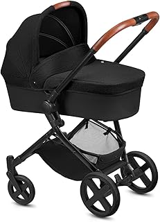 cbx Kombikinderwagen Kody Pure Lux mit wendbarem Sportsitz und Babywanne, Mit Details in Leder-Optik,  Inkl. Regenverdeck, Ab Geburt bis 15 kg, Smoky Anthracite