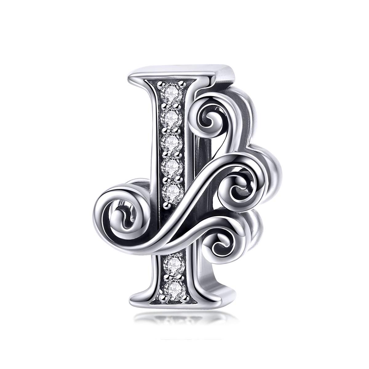 Letter Alphabet Charm 925 Sterling Silver I Charms Word Charm Anniversary Charm for Pandora Charm Bracelet (I)