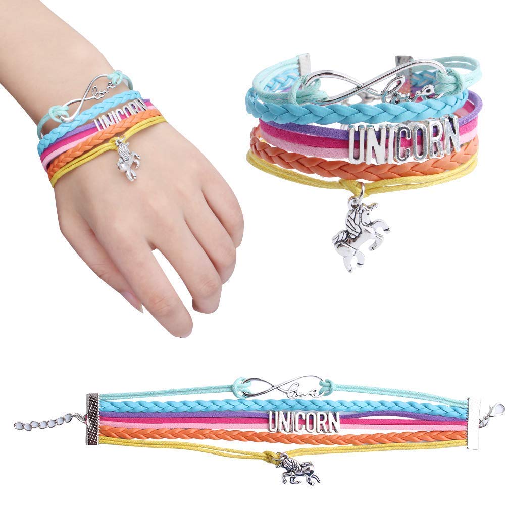 Fanovo Unicorn Drawstring Backpack/Make Up Bag/Necklace/Bracelet/Ring/Hair Ties/Gift Sets for Girls Party Christmas (A - Drawstring Set L)