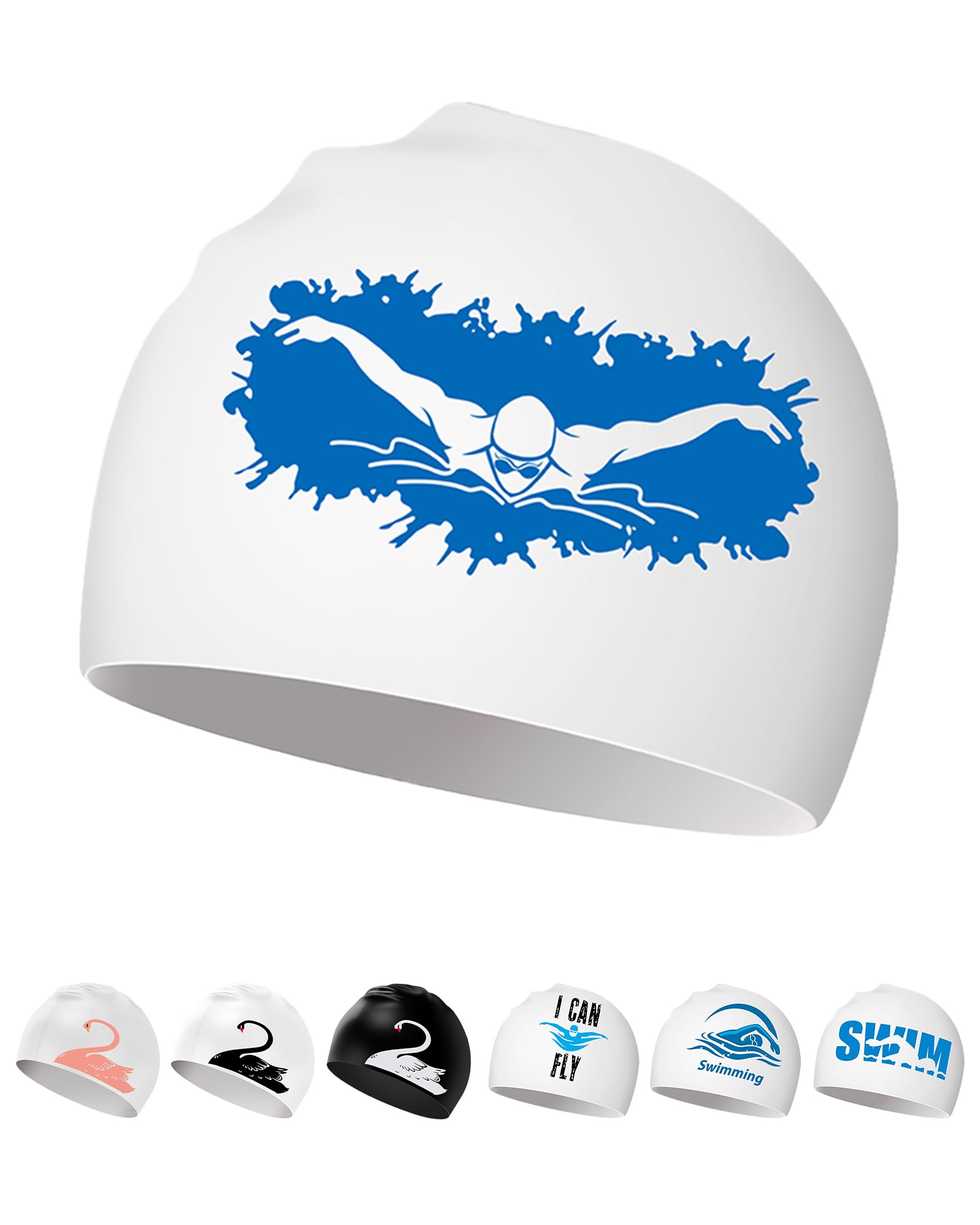 Swimming Hat - Silicone Swim Hat for Women Men Adults Teenagers with Long Hair/Short Hair