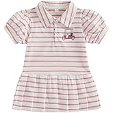 Toddler Baby Girl Golf Dress Outfit Golf Cart Embroidery Short Sleeve A Line Tennis Plaid Dresses Kids Summer Clothes