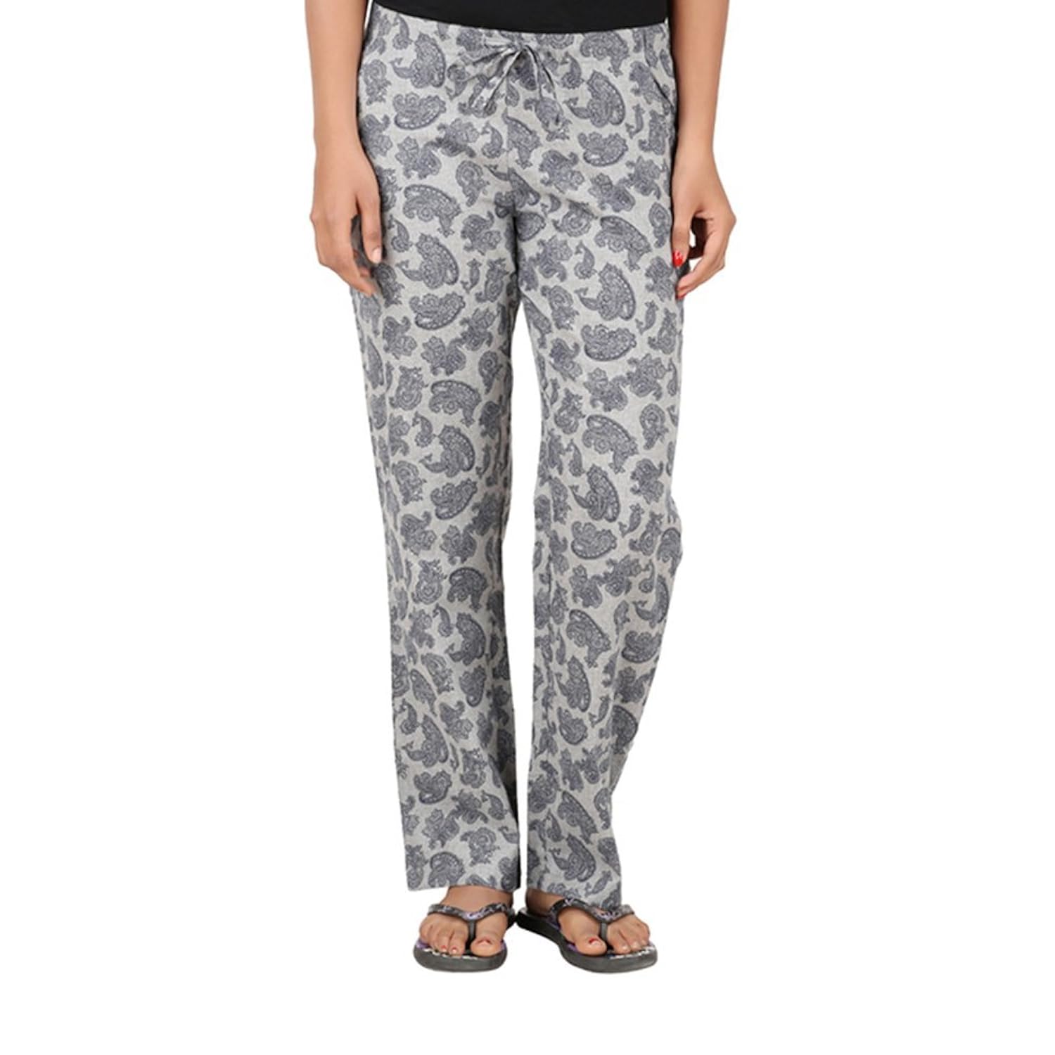 antshrike women cotton woven pyjama nightwear pant -grey