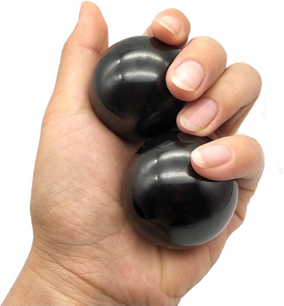 Baoding Fitness Ball, 2pcs 1.57Inch Solid Steel Health Exercise Massage Handball Boiled Black: Sports & Outdoors