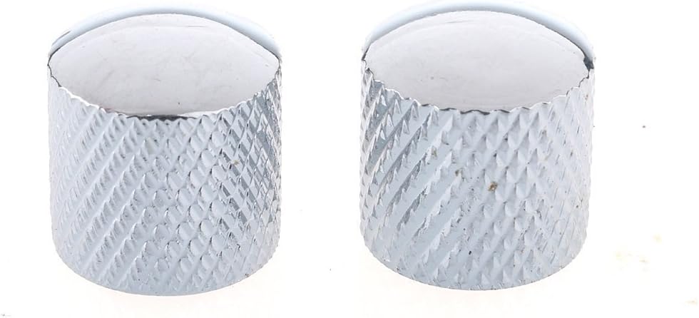 Metric Metal Dome Control Knobs for Tele Electric Guitar or Bass, Chrome 2 Pack
