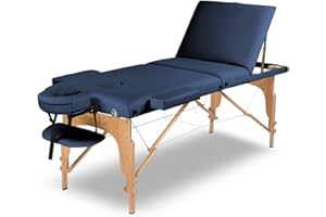 Portable 3-Fold Massage Table - Super Stable & Lightweight, Height Adjustable, Free Carrying Bag, Armrests, Ideal for Spa, Re