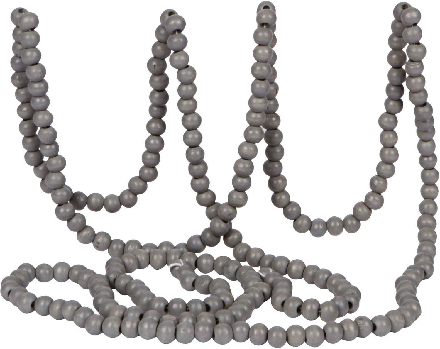 One Holiday Way 9-Foot Long Rustic Medium Gray Wood Bead Garland Christmas Tree Decoration - Decorative Vintage Style Wooden Everyday Shabby Chic Elegant Wedding Country Farmhouse Winter Home Decor