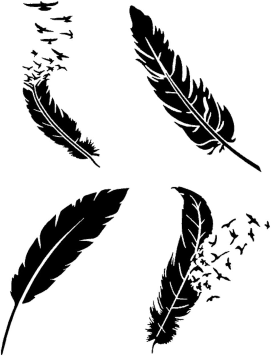 Feather Decals: Feathers Turning Into Birds, Birds Flying from Feathers (Feathers Black)