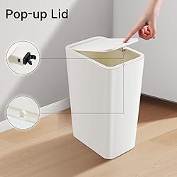 TIPGO Bathroom Trash Can with Lid, 4 Gallon / 15