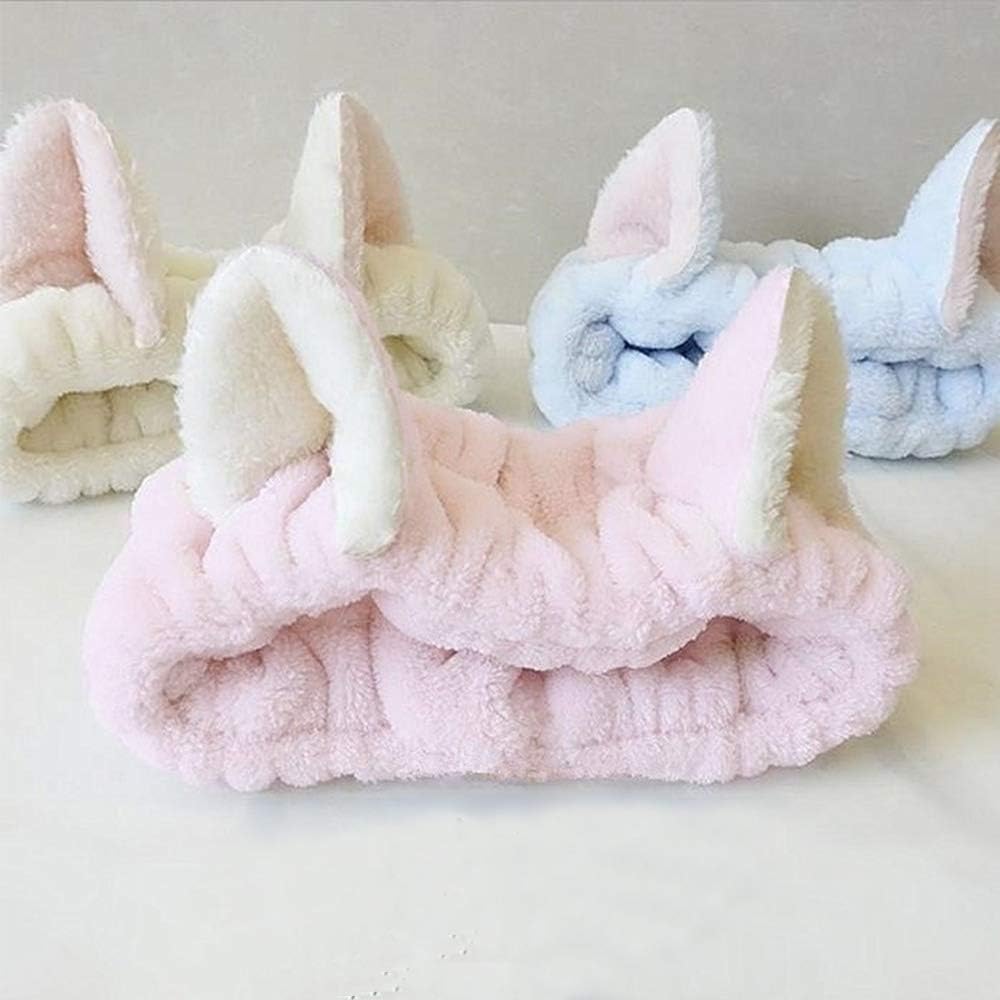 DAWEIF Girls Lovely Cat Ears Headband,Washing Face Shower Headbands, Fluffy Elastic Makeup Hairbands, Beauty Lovely Spa Head Bands