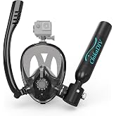 CHIKADIV Mini Scuba Tank with Sub-Mask, 0.5L Scuba Tank with Snorkel Mask | Lung tank for Underwater Breathing,Pony Bottle Backup Diving Air Tank Suits for Recreational Snorkeling Shallow Diving