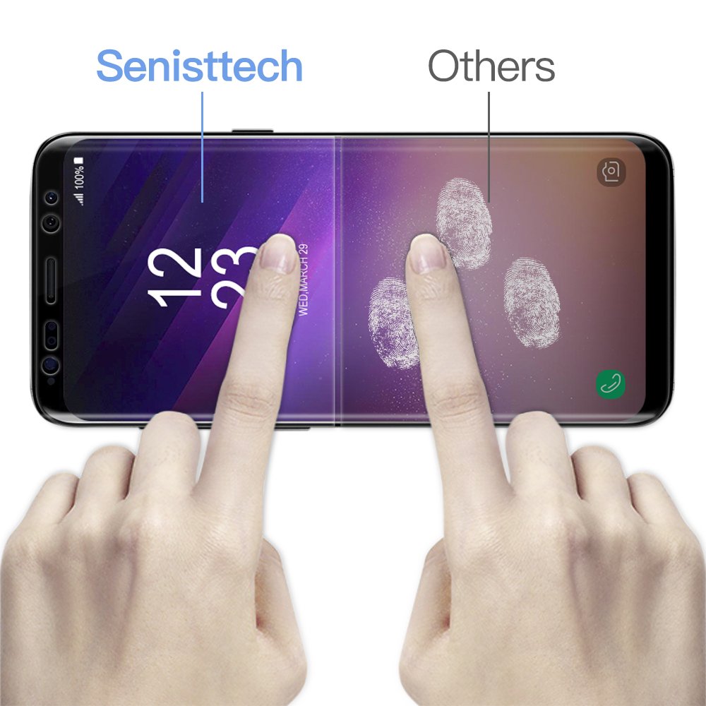 [2 Pezzi] Senisttech Pellicola Protettiva per Samsung Galaxy S8 -0,33mm HD ad alta trasparenza 3D compatibile - protezione perfetta contro graffi, acqua, vibrazioni e impronte digitali