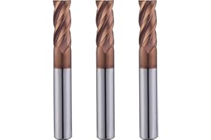 ALYICIA 1/2" Carbide Square End Mills Set 4 Flute HRC55 TISIN Coating End Milling Bits for Milling Alloy Steels, Hardened Steel (3PCS)