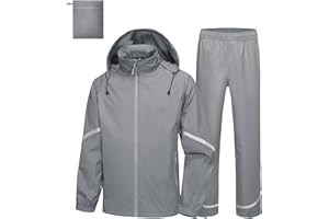 SWISSWELL Men's Rain Suit Waterproof Lightweight Hooded Reflective Rain Gear for Golf, Hiking, Travel, Running