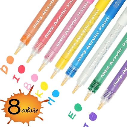 UGUI 8 Farben Acrylstifte Marker Stifte Perfekte Wahl für DIY-Projekte Art Permanent Paint Stifte für Papier Holz Glas Steinm
