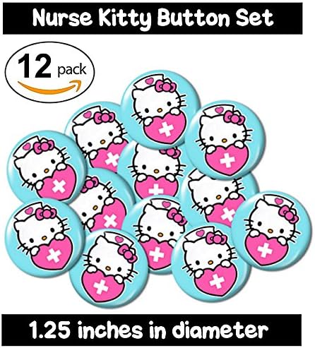 NURSE KITTY BUTTONS (set #2) blue teal pins badges nursing cat medical rn