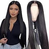 4x4 Lace Front Wigs Human Hair Pre Plucked 150% Density Straight Glueless Lace Frontal Wigs Human Hair for Black Women 4x4 Brazilian Virgin HD Lace Closure Human Hair Wigs with Baby Hair(12 Inch)