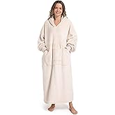 FUSSEDA Oversized Wearable Blanket Sweatshirt, Thick Warm Fleece Cozy Sherpa Hooded with Pockets and Sleeves Gift for Adult