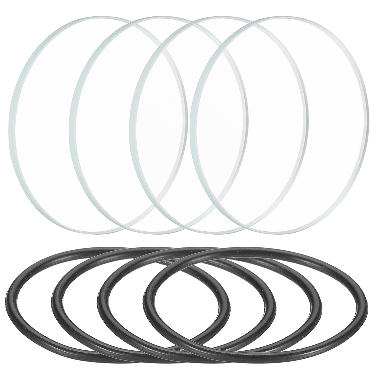 PATIKIL 1.1" Dia LED Lens, 4 Set Polished Edge Flashlight Replacement Parts Glass Lens with Silicone Ring for Light Source Lens Replacement, Transparent