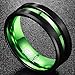 NUNCAD Men's 8mm Tungsten Carbide Ring Green & Black Matte Finish Beveled Edges