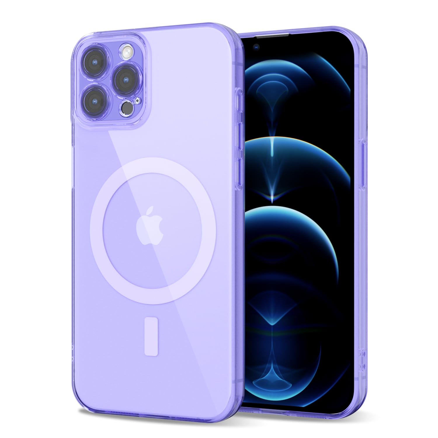 Svanove for iPhone 12 Pro Max Case Clear Compatible with Magsafe Silicone, Transparent Thin Magnetic Mag Safe Case Cute, Girly Aesthetic Trendy Slim Hard Camera Cover Protection, Purple Lavender Lilac