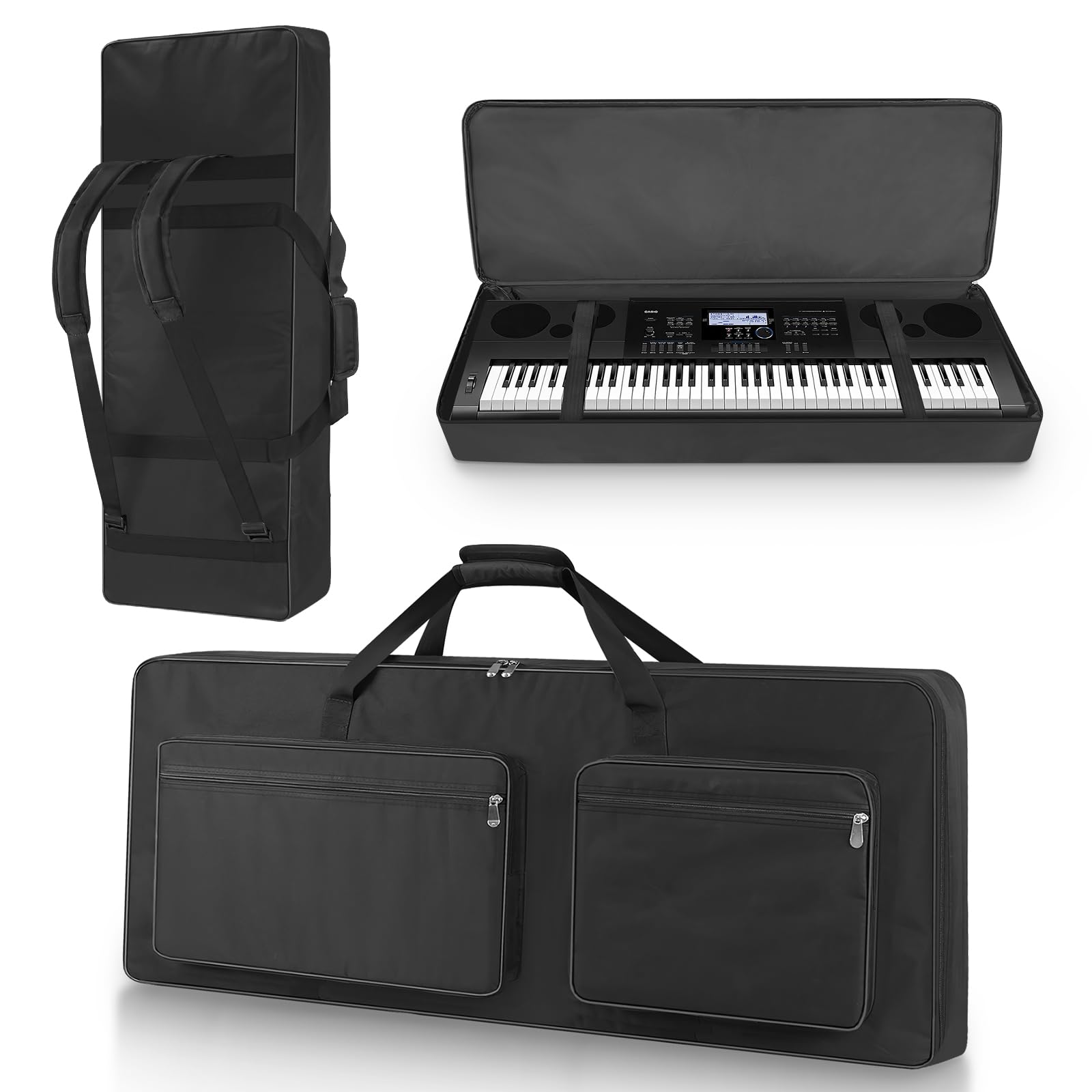 SUNDOY 76-Key Electric Piano Gig Bag, 600D Oxford Keyboard Backpack Case with 10mm Full Padding for Protection, Lightweight & Durable for Travel, 120x15.5x48-CM