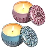 Scented Candle 2 Pack Gift Set - Lavender and Rose, 2 x 4.2 oz, 100% Soy Wax for Stress Relief and Aromatherapy Essential,Christmas Gift Candles