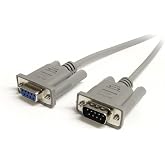StarTech 10ft Straight Through Serial Cable, Male/Female, Gray (MXT10010) | DB-9 (M) to DB-9 (F), Serial Extension Cable, Male to Female