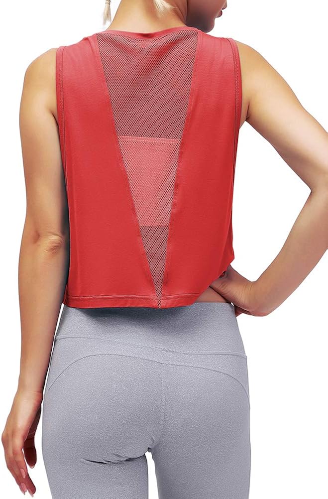 Mippo Cropped Workout Tops for Women Mesh Back Womens Workout Tops Muscle Tank at  Women’s Clothing store