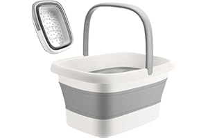 KASSAE Collapsible Foot Bath Soak Tub with Handle: 15L/4 Gallons Extra Large Foot Soaking Tub - Portable Foot Bath Basin Foot Bucket for Soaking Feet - Pedicure Bowl (White)