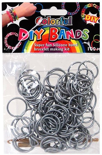 DIY Bands - 100 Count Silver Refill bands with Clips and Loom tool