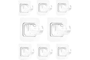 OSDTKRU 8PCS Curtain Rods No Drilling,No Drill Curtain Rod Brackets Hooks Nail Free Adjustable,Stick On Curtain Rod Transparent Hook Holders for Home Bathroom and Hotel Use（Transparent）