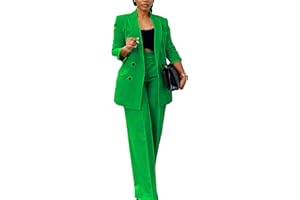 Tcremisa Women's Fashion Pants Suit 2 Piece Business Outfits Casual Double Breasted Blazer and Pant Sets