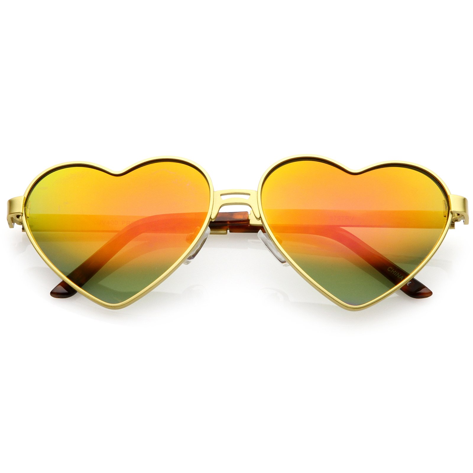 Womens Cute Fashion Wire Metal Inset Lens Love Lolita Heart Shaped Sunglasses