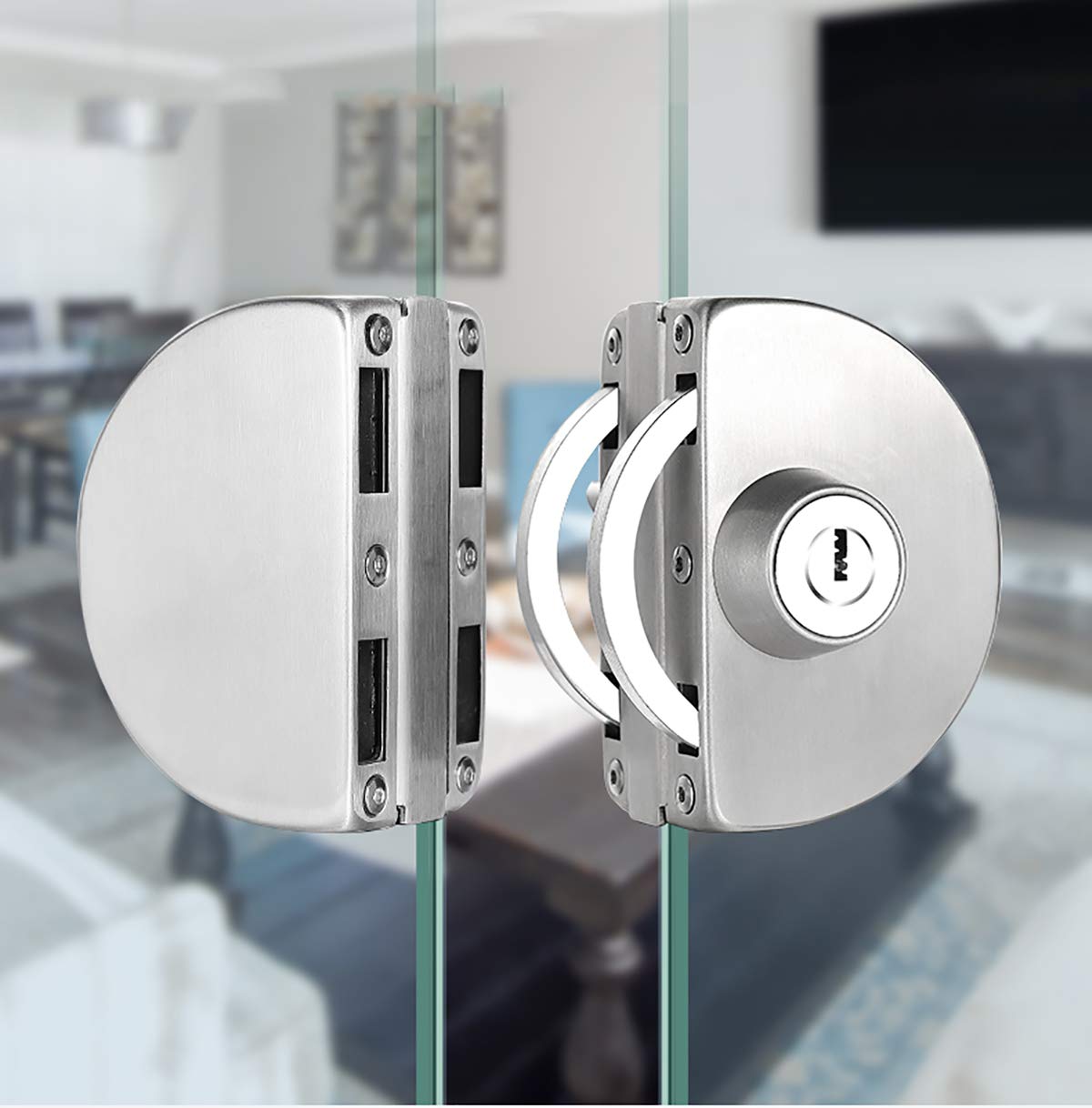 Qrity No Drilling Stainless Steel Glass Cabinet Lock with Key Double Glass Door Lock Sliding Door Lock Glass Door Cabinet Lock with 3 Copper Keys for 10~12mm Thickness Tempered Glass Door