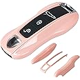 AeroBon 3-Piece Painted Key Fob Cover Compatible with Porsche Key Shell, Key Fob Shell Replacement (MK2, Morandi Pink)