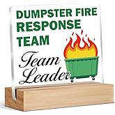 Funny Boss Gifts, Dumpster Fire Desk Accessories, Fun Office Acrylic Plaque Gifts for Boss Manager, Dumpster Fire Response Team Leader Office Desk Signs Decor