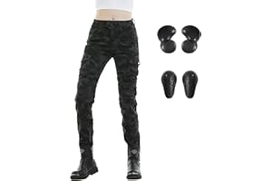 LOMENG Motorcycle Riding Jeans Motorbike Motocross Slim Stretch Pants with CE Knee Hip Removable Armored for Women