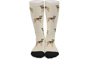 Unisex Novelty Crew Socks,Border Terrier Dog Dogs Border Terriers Tan Mid Calf Dress Socks Sports Socks Knee High Athletic Lo