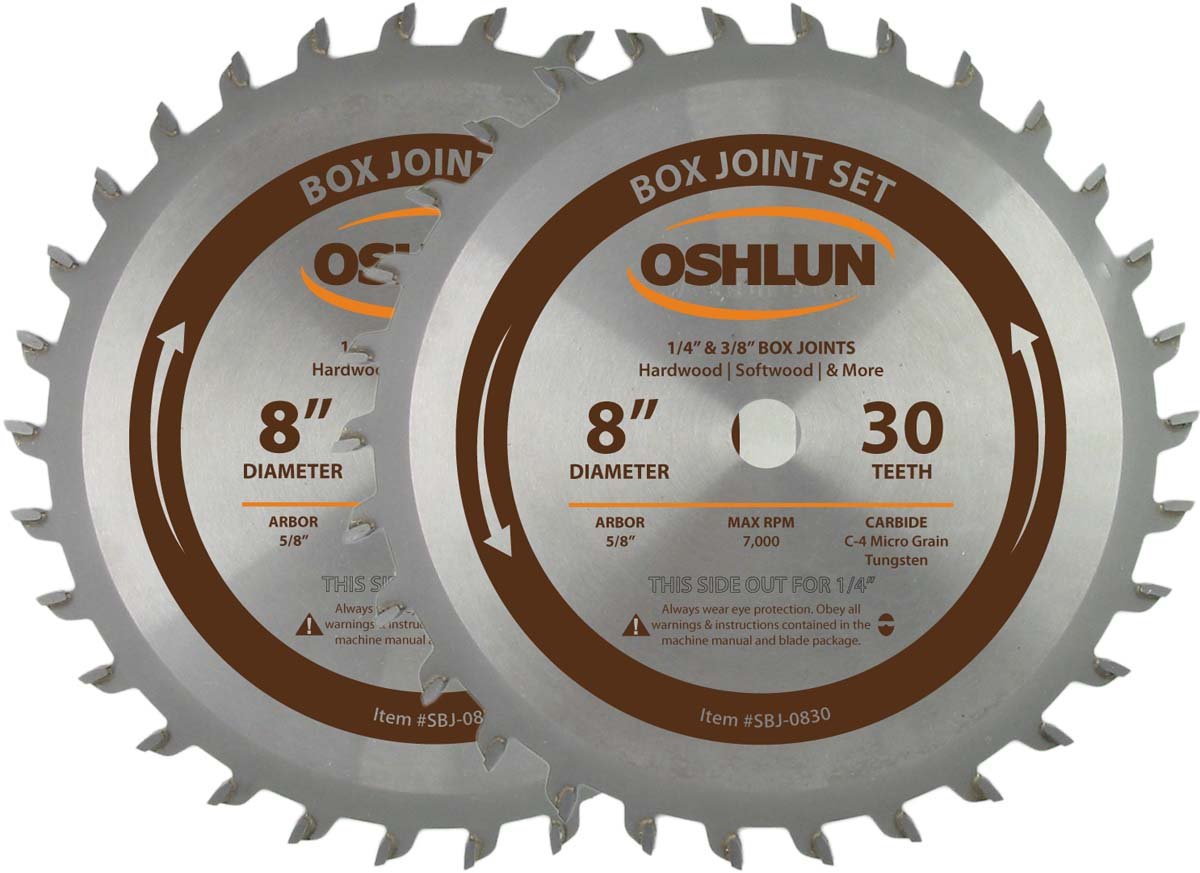 Oshlun 8-Inch Box and Finger Joint Set - Tungsten Carbide Blades - Wood Compatible — image 1