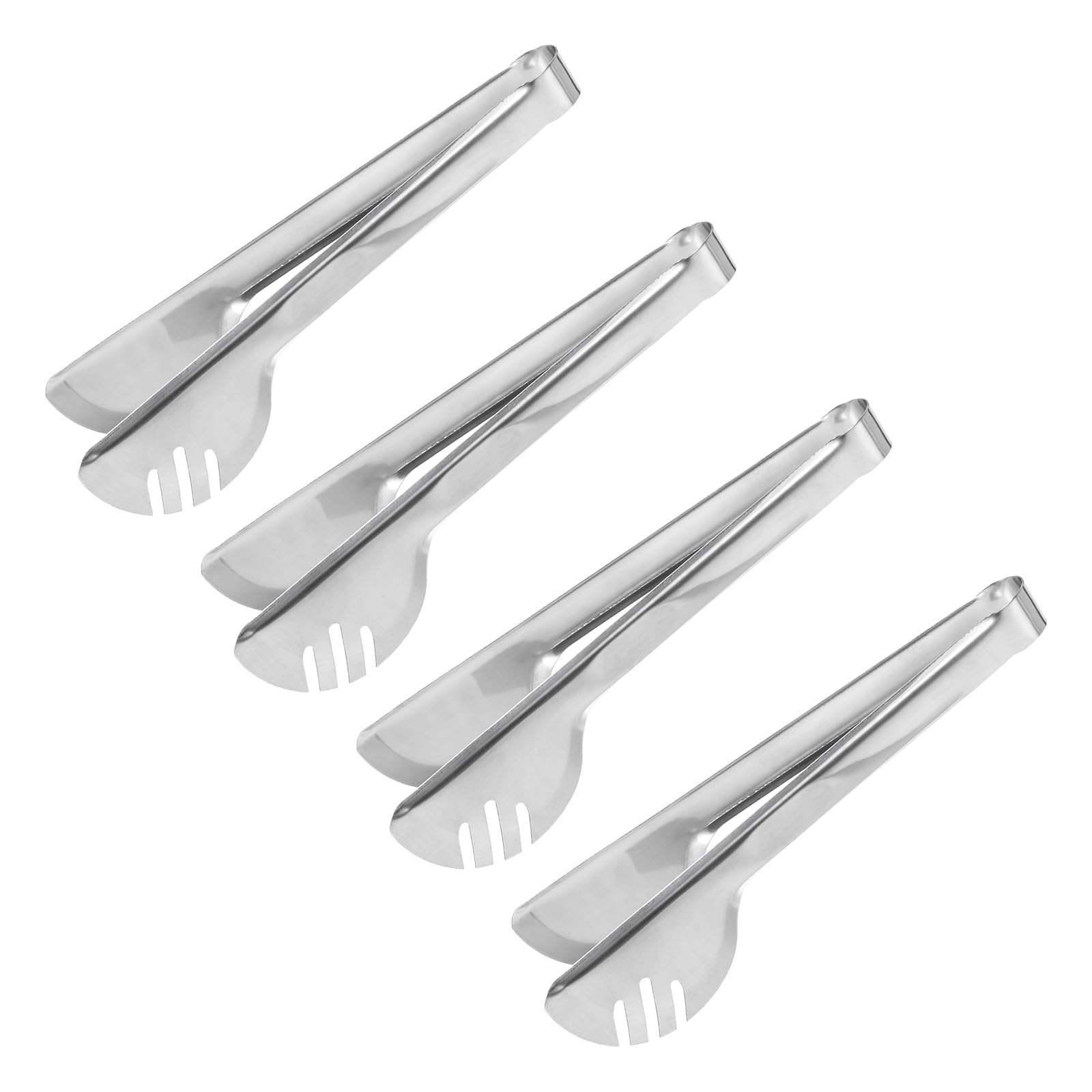 uxcell Serving Tongs, 4pcs 9.5 Inch - Stainless Steel Ice Tongs, Mini Sugar Tongs for Appetizers, Charcuterie, Dessert, Tea Party, Bar, Cafe (Semicircle)