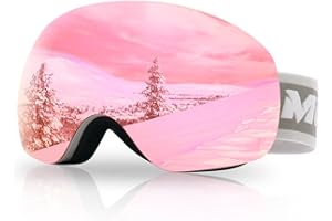 Meeloog Ski Goggles - Frameless, OTG Snowboard Goggles, Anti-Fog, 100% UV400 Protection, Snow Goggles for Men & Women