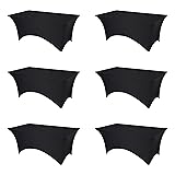 BRILLMAX 6 Pack Black Fitted Spandex Table Covers