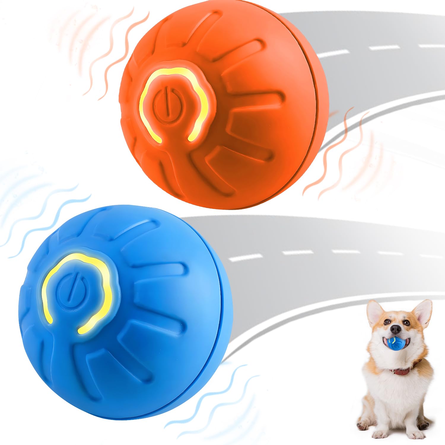 Photo 1 of 2 Pcs Shaky Ball Toy for Dogs,2025 New Shaky Dog Ball,Upgrad Interactive Dog Ball Automatic Moving Dog Toy Ball,USB Rechargeable Vibrating Dog Ball Remote Control Pet Ball for All Dogs(Orange+Blue)