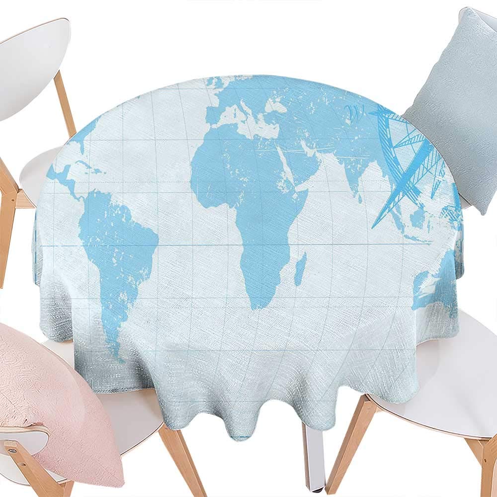 Amazon Com Cobedecor Map Washable Round Tablecloth Blue Grunge