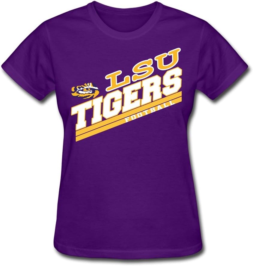 YIYT Women's Ncaa LSU Tigers Baton Rouge Football Logo T-Shirt - Purple